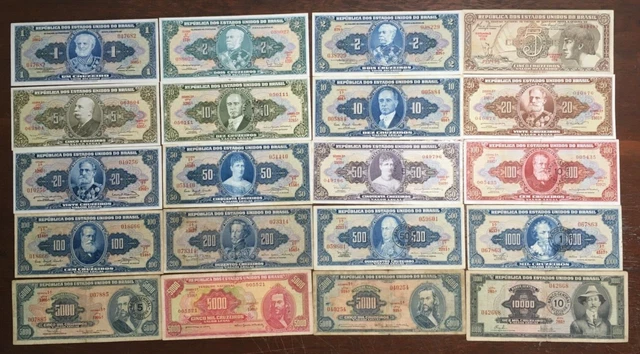 Lot 20 Billets de Banque Papier Monnaie Brésil F/TB/SUP/AU/UNC - 047682