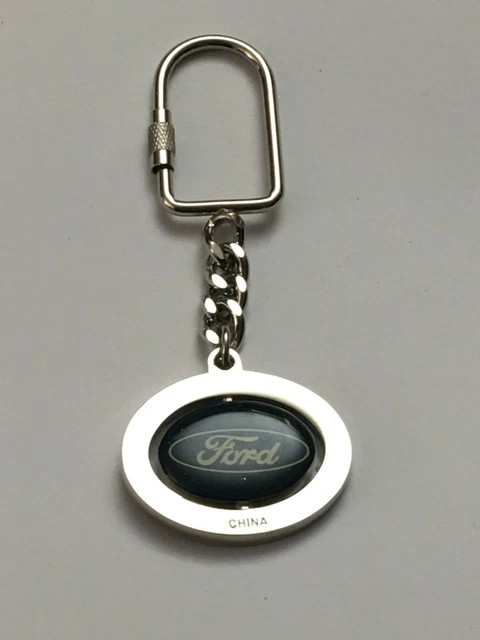 Ford Chrome Toned Spinner Keychain, Crest Key Ring Accessory