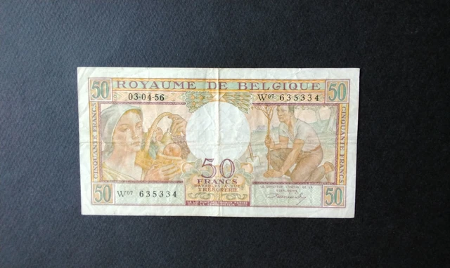 Billet De 50fr Belge Pick En Bon État Du 03/04/56