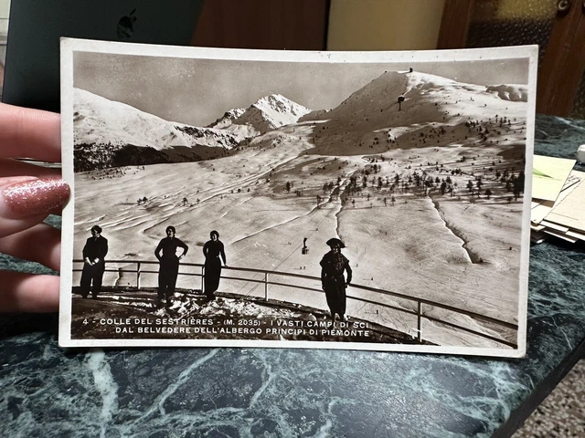 Cartolina Colle Del Sestrieres Campi Di Sci Da Albergo Principi Non Viaggiata Bg