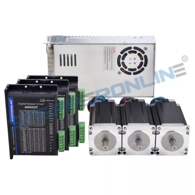 3 AXIS CNC Kit 3Nm Nema 23 Stepper Motor 4.2A & Driver DM542T & Power ...