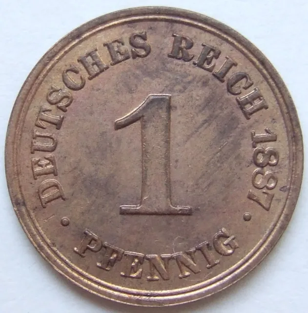 Moneta Reich Tedesco Impero Tedesco 1 Pfennig 1887 A IN Uncirculated