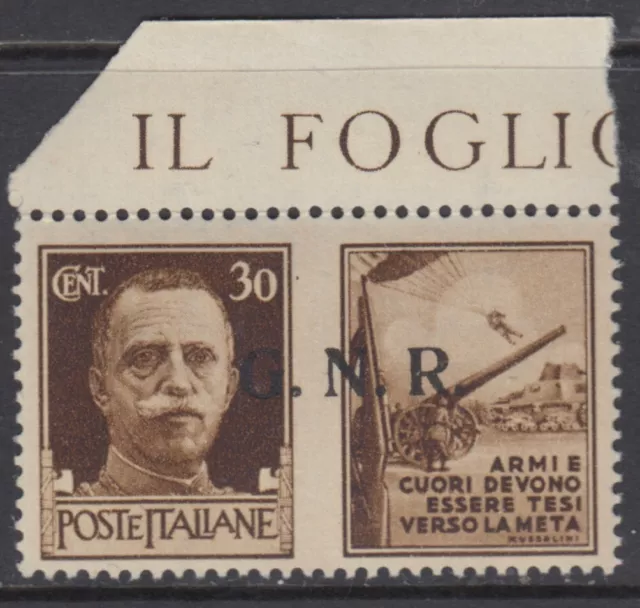 ITALY RSI (Social ) Sassone n.18 War Propaganda VR MNH** cv 120$  R^