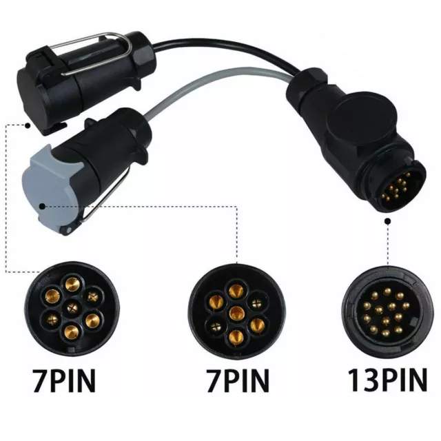 13 Pin To 7 Pin Adaptor Trailer Extension Lead Caravan Towing Socket Plug Board