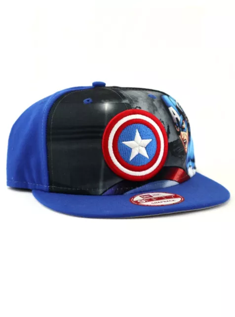 New Era Captain America 9fifty Snapback Hat Adjustable Marvel Universe Blue