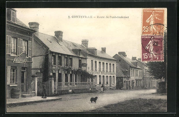 CPA Conteville, Route de Pont-Audemer 1929