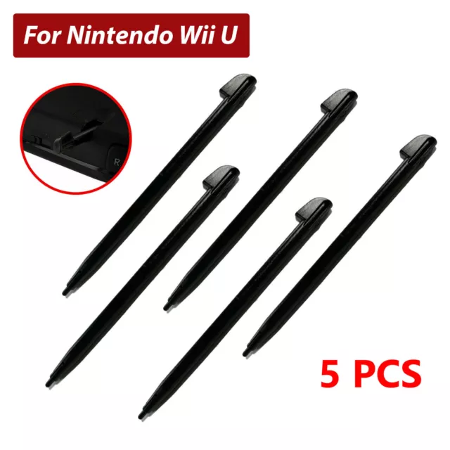 5x Lápiz óptico con pantalla táctil para Nintendo Wii U Gamepad WUP-015 WUP-010 Negro