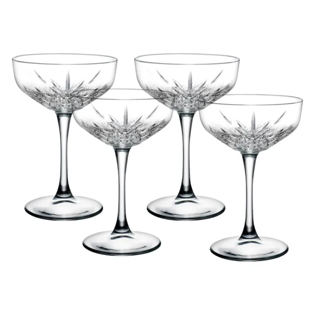 4pc Pasabahce Timeless 255ml Coupe Drinking Glasses Cocktail Champagne Saucer