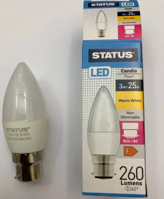 3 x 3w = 25w Watt B22 BC Bayonet Candle LED Light Bulbs Pearl Warm White Lamps