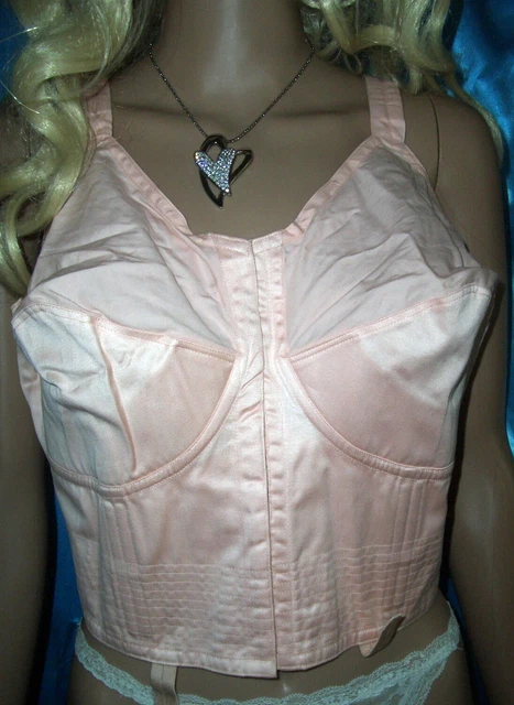 RARE VINTAGE PULONET Pin Up Long Bra Pink Sz 7 approx. C/D Bustier Bra