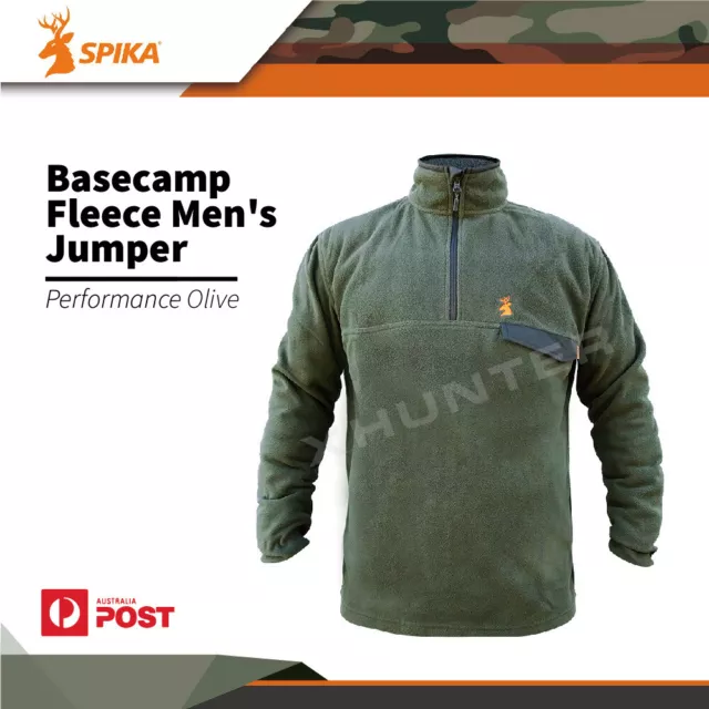 Spika Men's Durable Hunting Outdoor Basecamp Fleece Performance Olive Jumper