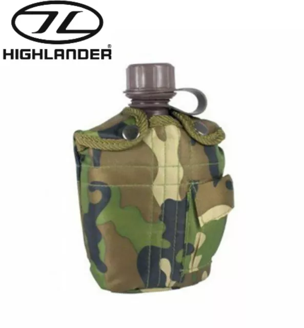 Highlander Army Plastic DPM Camo Green Water Bottle Cup Camping Hiking Canteen