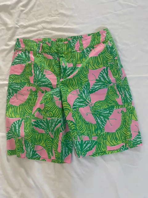Vintage Lilly Pulitzer Vintage Butterflies Zebras Pink Green Shorts Women Sz 4
