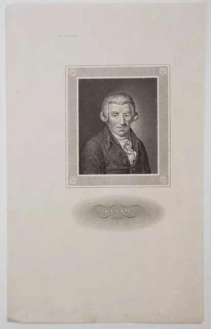 J. W. Gleim (1719-1803), Stahlstich Romantik Porträt Unbekannt (19.Jhd)