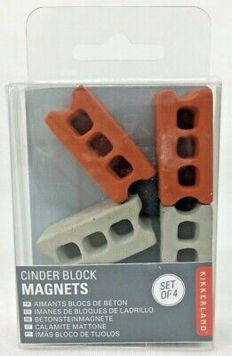 Kikkerland Cinder Block Refrigerator Magnets Multicolored MG78 Set of 4 NEW