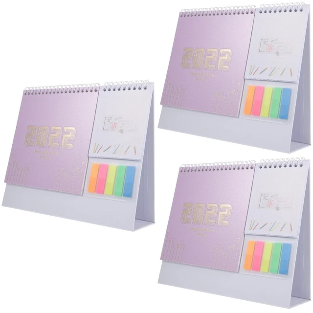 3 Pc Paper Hot Stamping Ornament Desk Calendar Office Appointment