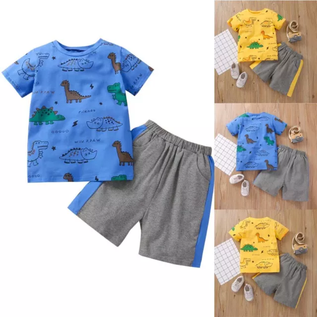 Set outfit 2 pz dinosauro maniche corte pantaloncini vestiti