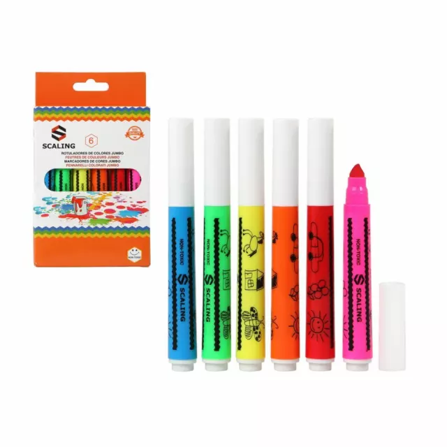 Lot De 6 Feutres Jumbo Couleurs Assorties