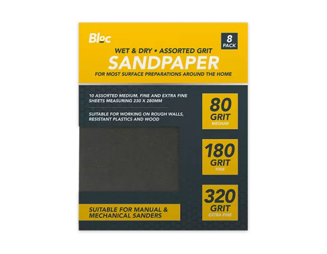 8Pcs WET AND DRY SANDPAPER Sand Paper 80 180 320 Mixed Grits