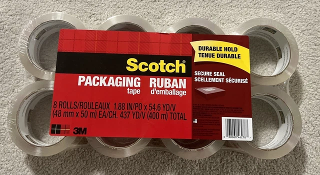 Scotch 8 PACKING TAPE REFILL Durable Hold 1.88 In x 54.6 Y/D 8 ROLLS 437YDD/V