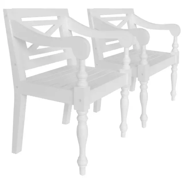 2X Elegant Style Livingroom Kitchen Chair White Solid Mahogany Wood