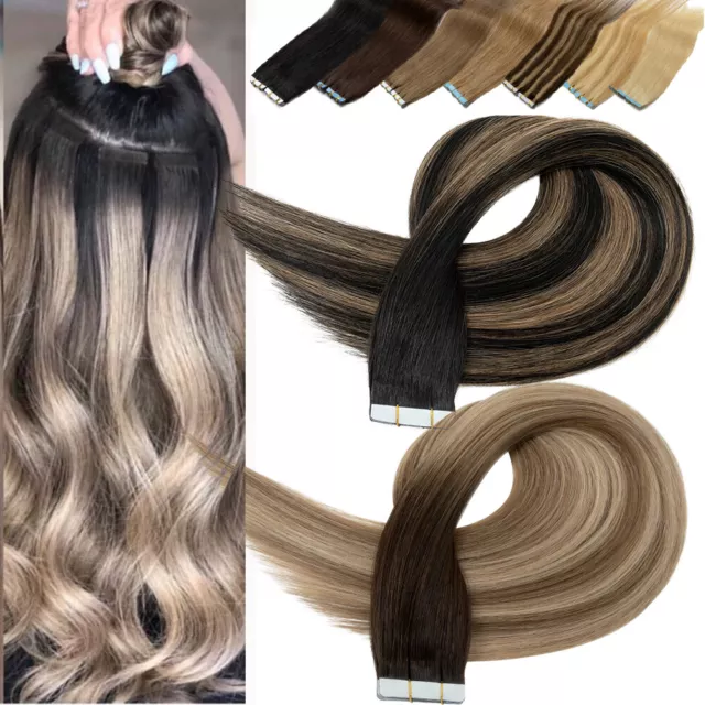 10-80 Bandes Extensions De Cheveux Pose Tape In Adhesive Naturels Humain Remy Cn