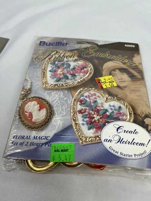 Kit De Bordado De Cinta Bucilla Broral Mágico Pines En Forma De Corazón #40999