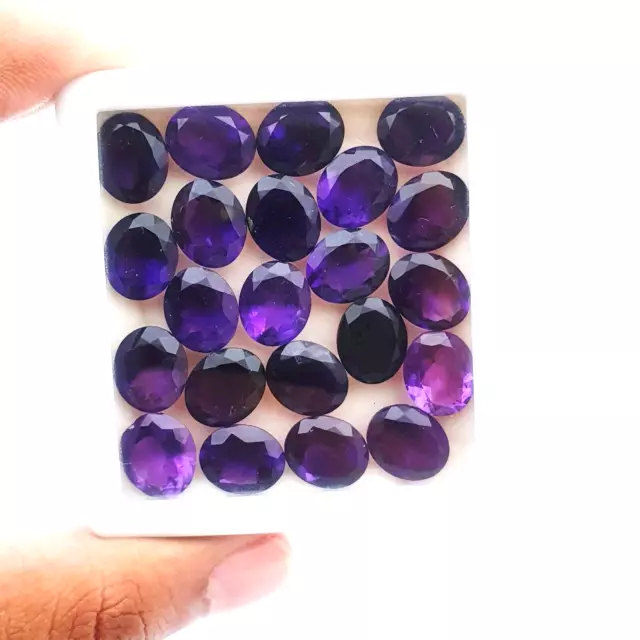 Natural African Amethyst Oval Cut Loose Gemstone Lot 14 Pcs 10*12 MM 56 CT