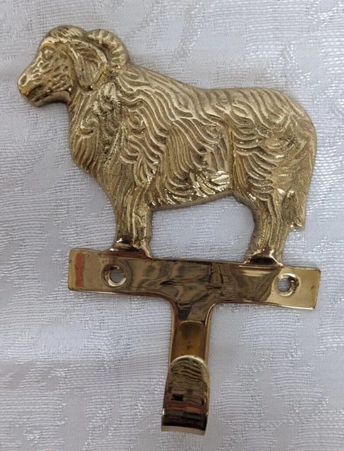 Brass Ram Goat Coat Wall Hanger Hook Farmhouse Shabby Chic Decor
