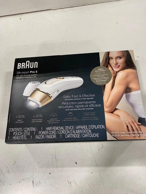 Braun Silk-Expert Pro 5 PL5137 IPL Permanent Hair Removal System - White/Gold