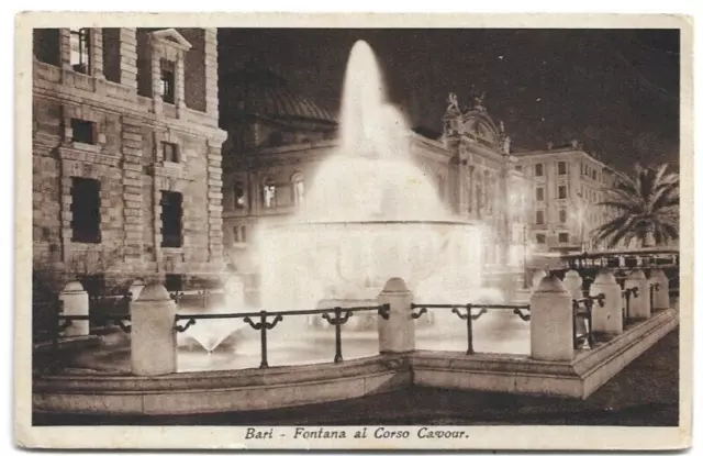 CARTOLINA DI BARI - FONTANA AL CORSO CAVOUR viaggiata 1939