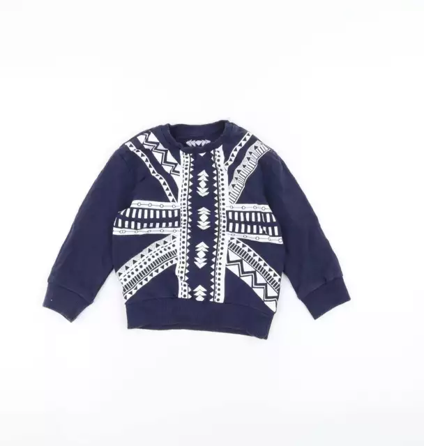 Rebel Girls Blue Round Neck Cotton Pullover Jumper Size 2-3 Years