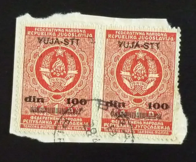 Slovenia c1950 Italy VUJA STT Ovp. Yugoslavia Revenues Used on Fragment! US 72