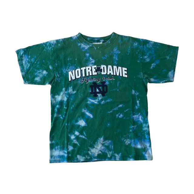 Vintage 90s Notre Dame Fighting Irish Tie Dye T shirt  Size M Adidas Made In USA