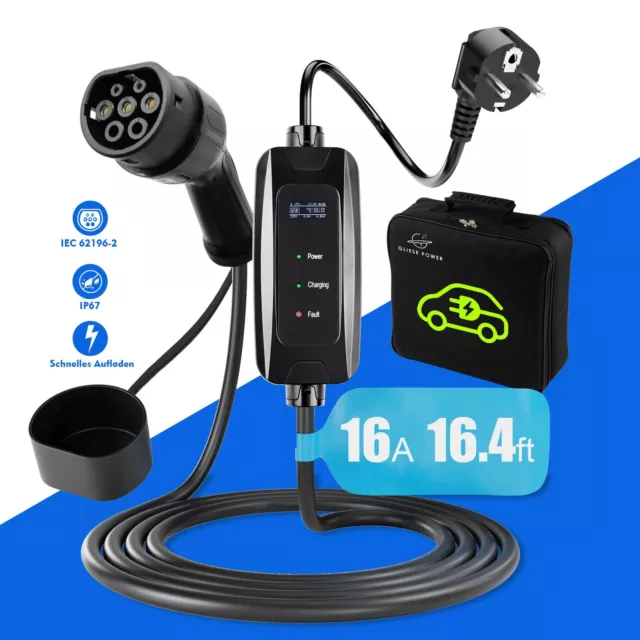 Tipo2 Cavo di Ricarica Veloce EV LED per Auto Elettrica Spina di Ricarica Moda 2 Schuko 16A 220V