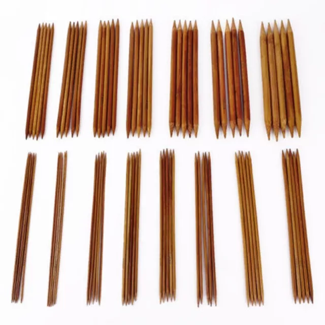 Durable Carbonized Bamboo Knitting Needles Set 75pcs 15 Sizes 7 9 20cm