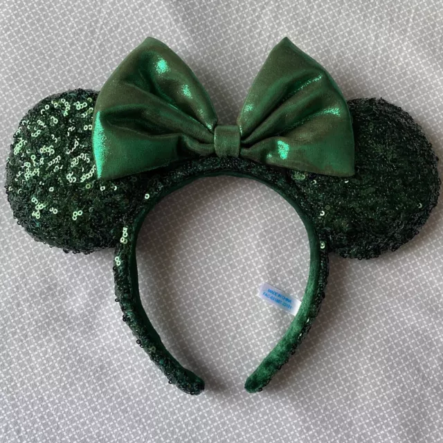 Disney Parks Ears Headband Edition Minnie Mouse Emerald Green Sequins