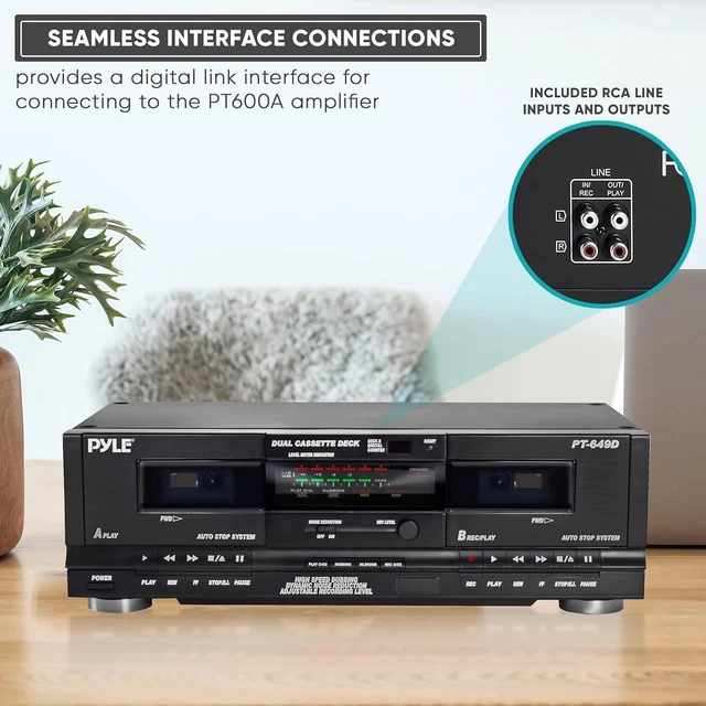 PYLE HOME DIGITAL Tuner Dual Cassette Deck Media Player Music