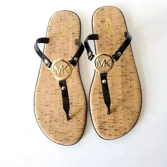 Michael Kors Black Jelly Cork Thong Sandals