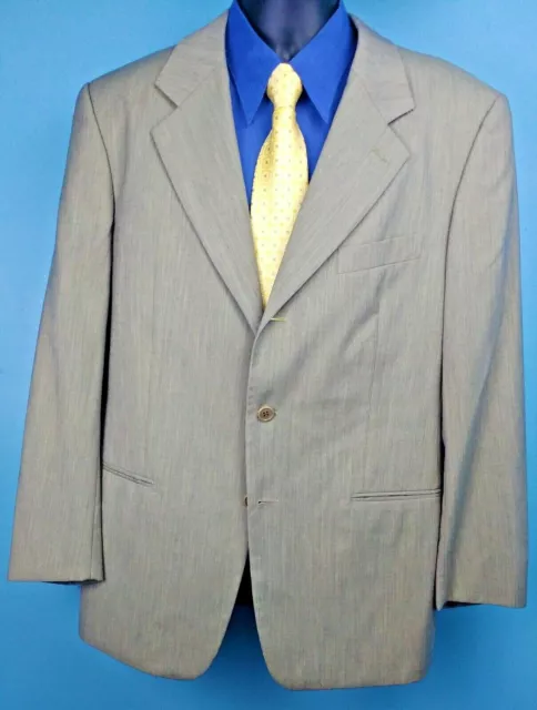 Valentino Uomo Italian Mens Beige Wool Long Sleeve Button Down Blazer Size 42