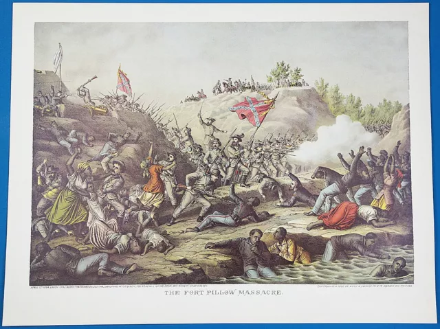 Battle of the Civil War Lithograph "The Fort Pillow Massacre"  Kurz & Allison *