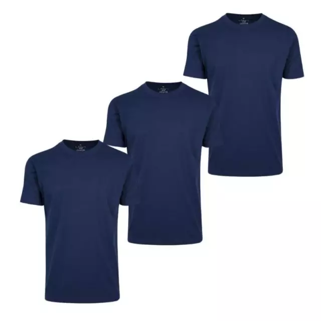 T-Shirt 2er 3er Navy Uomo Girocollo Slim Fit Lungo Maniche Corte Nuovo