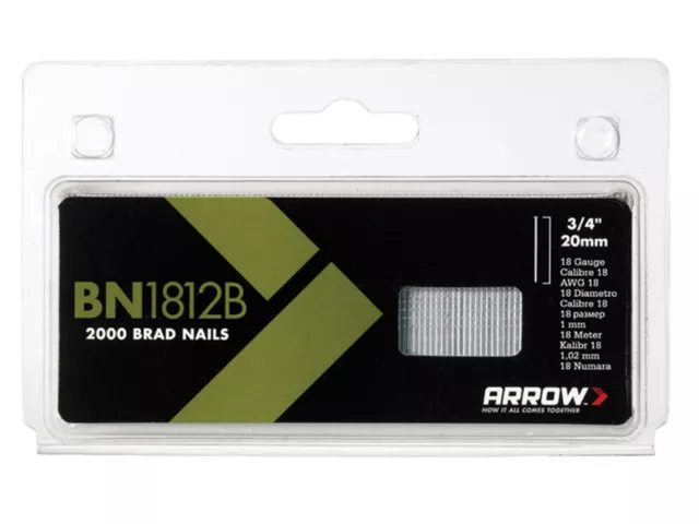 Arrow ABN1812B BN1812B Brad Nails 20mm Brown Head Pack 2000