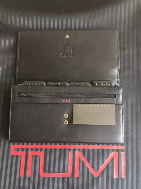 $295 TUMI MODERNIST Passport Wallet Travel Document Case Black