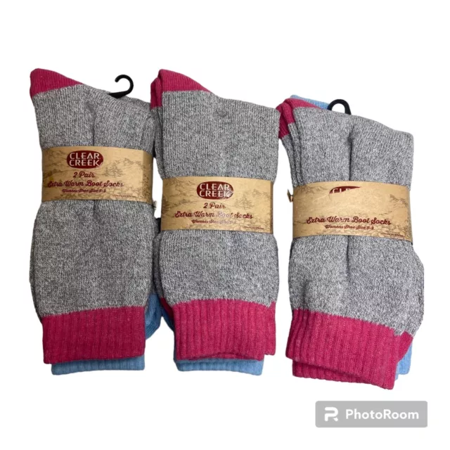 3x Clear Creek Womens 2 pair extra warm boot socks size 5-9
