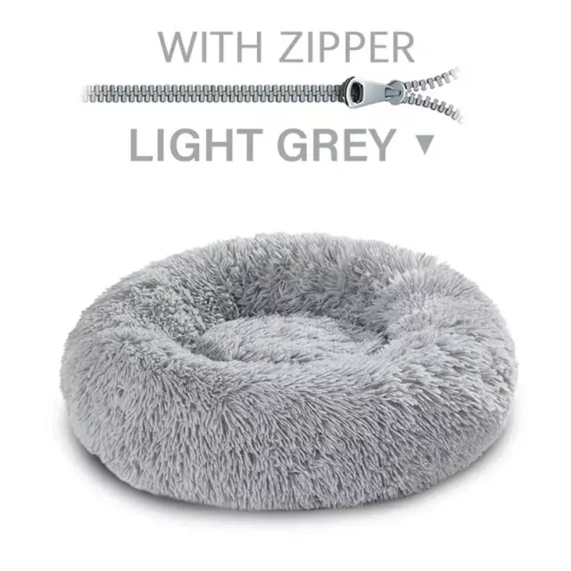 Round Long Plush Dog Bed Removable Washable Zipper Pet Mat Winter Warm Sleeping