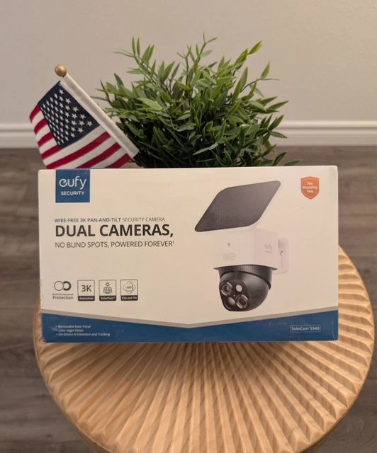 EUFY SOLOCAM S340 Solar Wireless Security Camera 360° PTZ 3K Dual