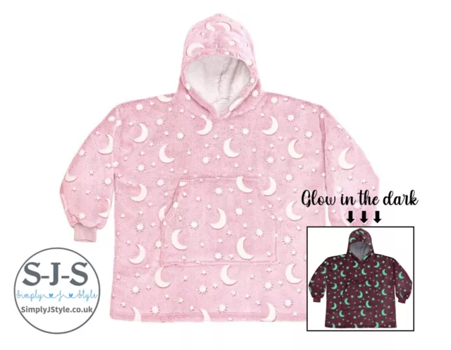 Glow in the dark kids oodie, coperta con cappuccio, felpa con cappuccio calda, cielo, tema luna