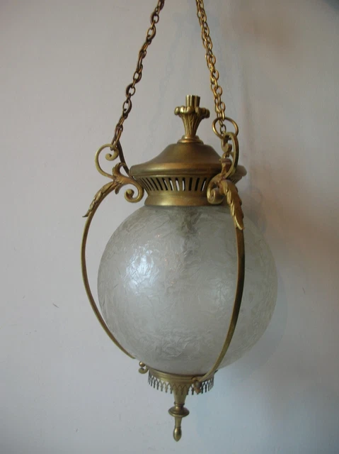 Globe De Lustre Vintage En Verre à Gradins - Marque Taito, Blanc, 21x36 Cm, 1.9 Kg