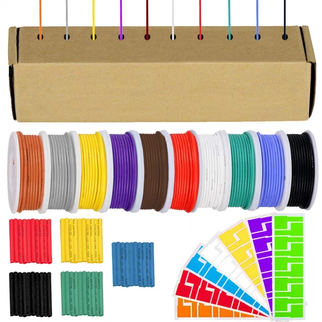 Youmile 22AWG Kit filo di collegamento 22 calibro filo di silicone 300 V 10 colori 7 m/23 piedi ciascuno